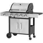 Gas Bbq, Side Burner, Warming Rack | Large | Silver