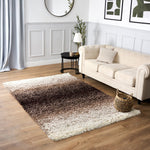 Blended Thick Shaggy Fluffy Deep Pile Living Room Rug | 60cm x 110cm | Brown