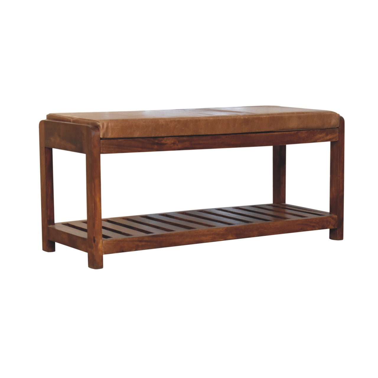 Solid Wood Buffalo Slatted Hallway Bench