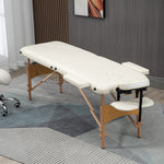 Wooden Folding Spa Beauty Massage Table W/ 2 Sections | One Size | Cream
