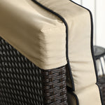 Outdoor Recliner Chair W/ Cushion, Pe Rattan Reclining | Khaki