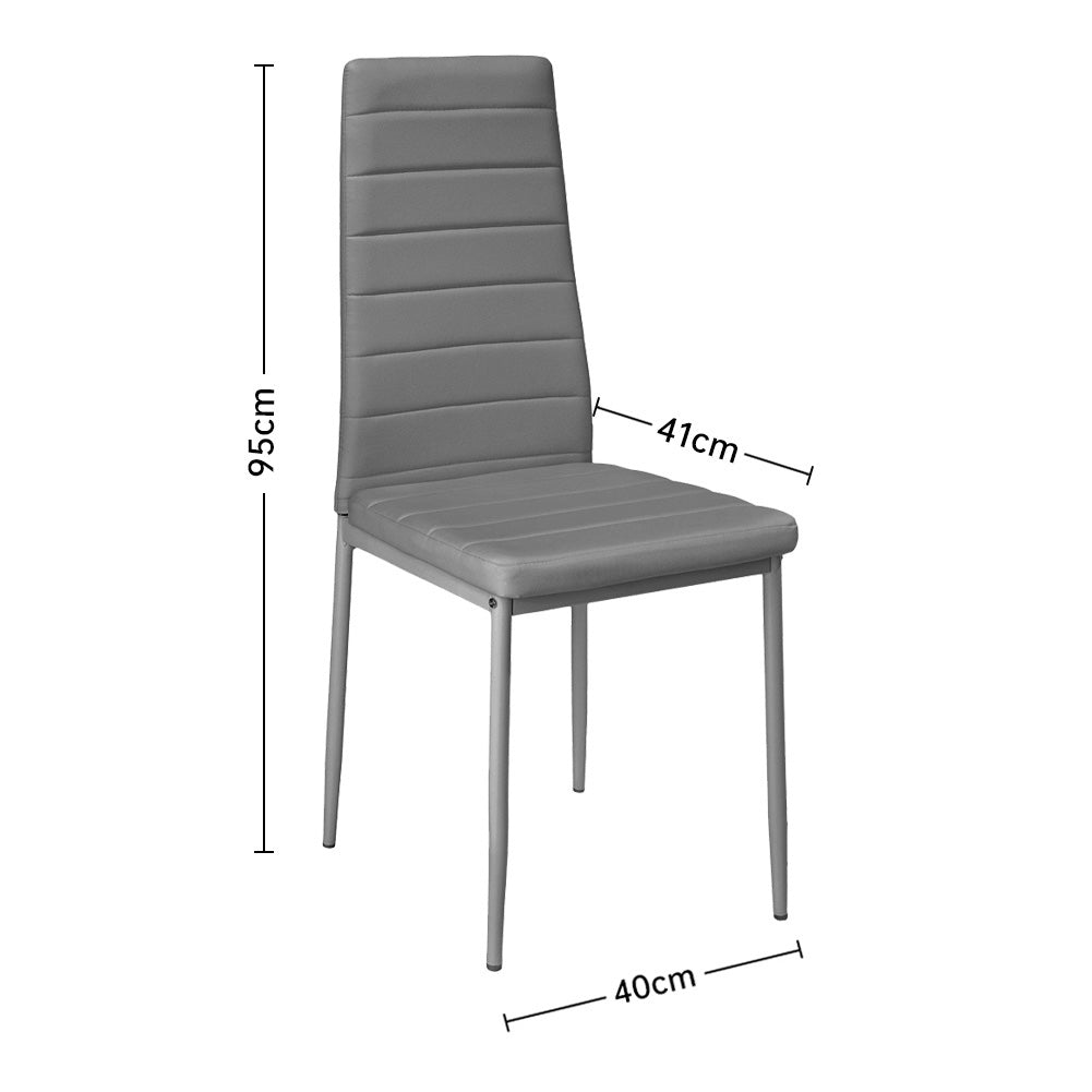 Set Of 2 Modern Faux Leather Armless High Back Dining Chairs | Set of 2 | Grey