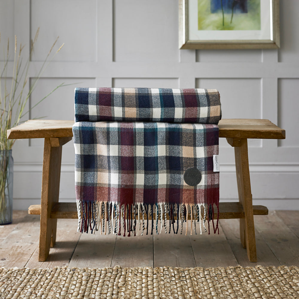 Artillery Tartan Faux Cashmere Large Throw | Purple