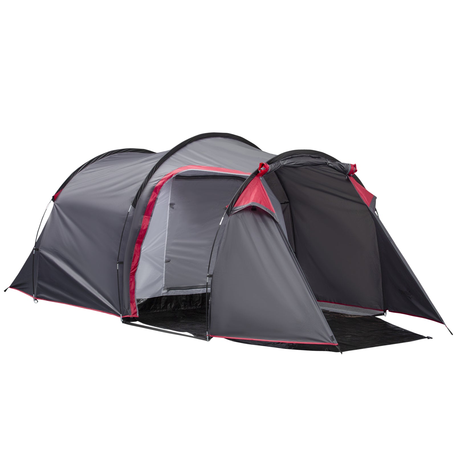 3 Man Camping Tent 2 Rooms Porch Vents Weather-resistant | Dark Gray