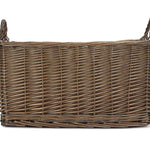 Wicker Antique Wash Rectangular Hessian Lined Basket | Small | Brown