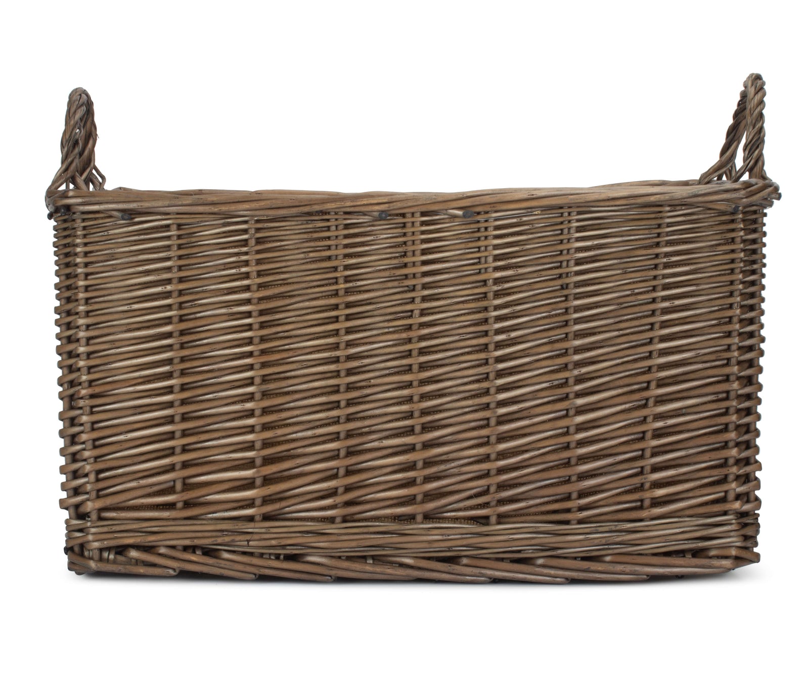 Wicker Antique Wash Rectangular Hessian Lined Basket | Small | Brown