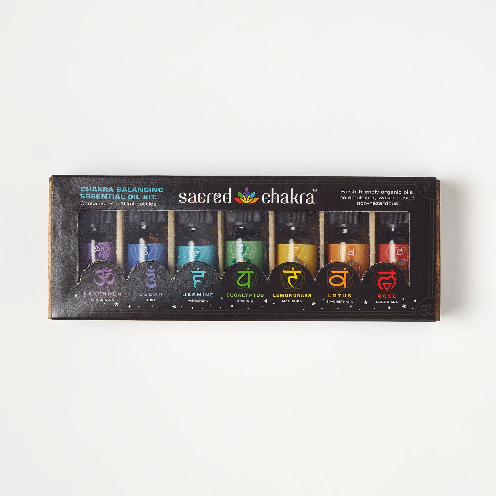 HOMESCAPES Chakra Essential Oils Gift Set With Mango Wood Case