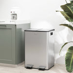 2 X 28l Dual Kitchen Bin Pedal Bin For Recycling And Waste | Silver