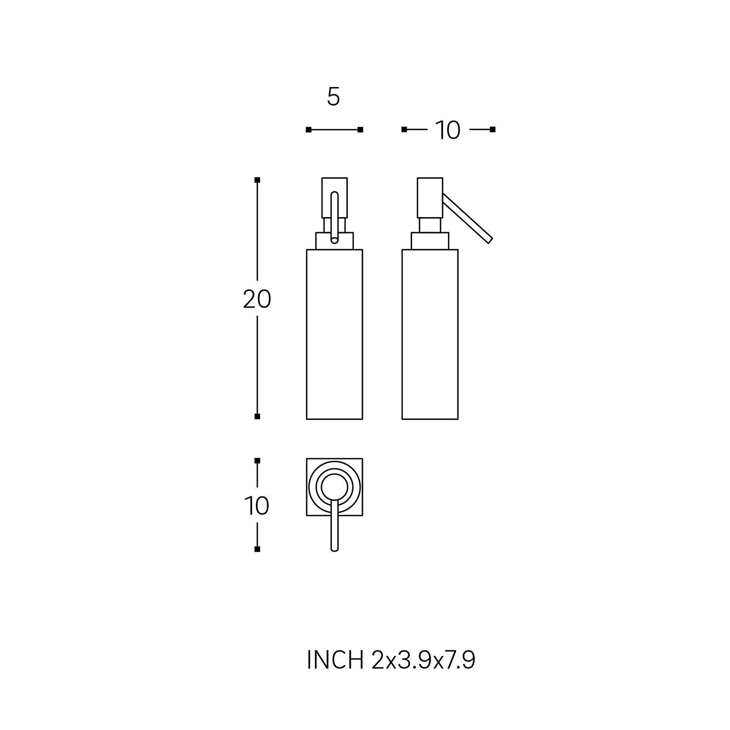 Soap Dispenser, 125ml Capacity Siver Gloss Freestanding Collection Metric