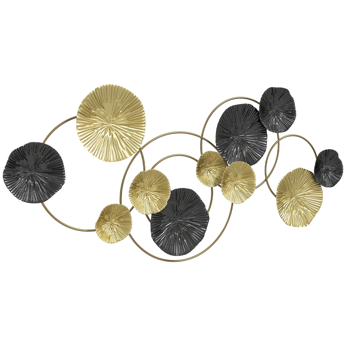 HOMCOM Hanging Wall Sculpture With Modern Lotus-leaf Design, Metal Wall Art