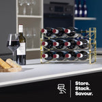 Metal Wine Rack Countertop Organiser For 4 To 16 Bottles | Gold