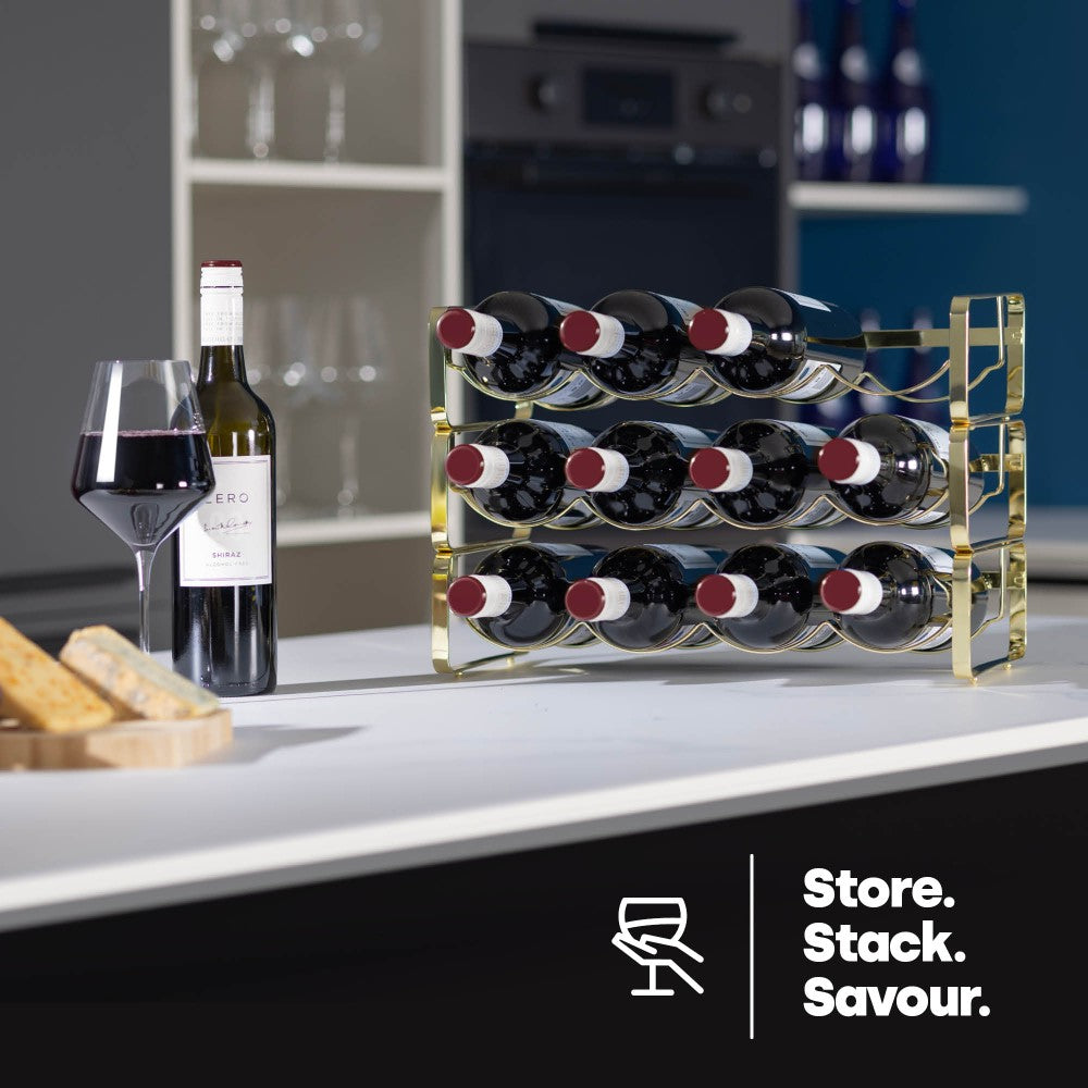 Metal Wine Rack Countertop Organiser For 4 To 16 Bottles | Gold