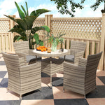 4 Seater Garden Dining Set, Double Layer Table, Grey