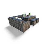 The Tarporley Grey 9 Seat Corner Rattan Dining Set - Rising Table