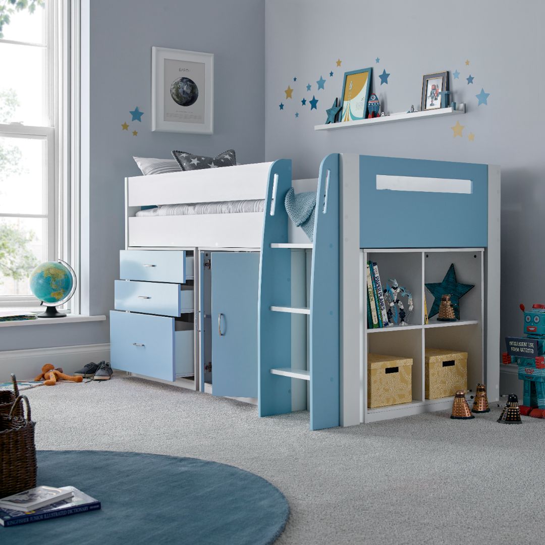 Lacy Storage Mid Sleeper Bed | Single | Blue