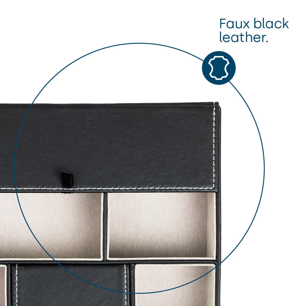 Fineway 6 Compartment Leather Valet Tray Men’s Dresser Storage Organiser