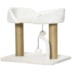 42cm Indoor Cat Tree, Kitty Play Tower W/ Toy Balls, Jute Scratching Post | White