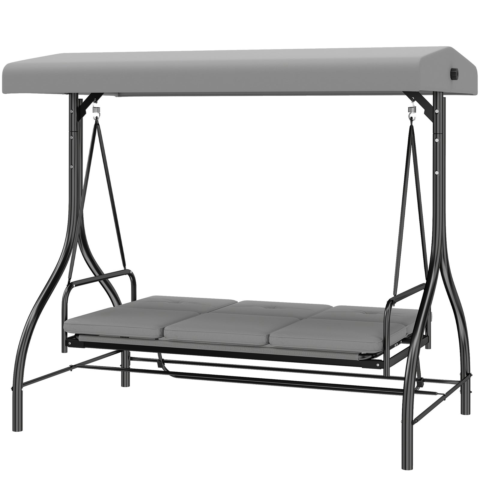 3 Seater Canopy Swing Chair Porch Hammock Bed | Light Grey