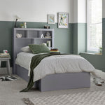 Oscar Wooden Bookcase Ottoman Storage Bed | Single | Grey