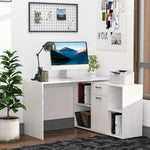 Dual Use Adjustable Large L Shaped Computer Desk Laptop | White