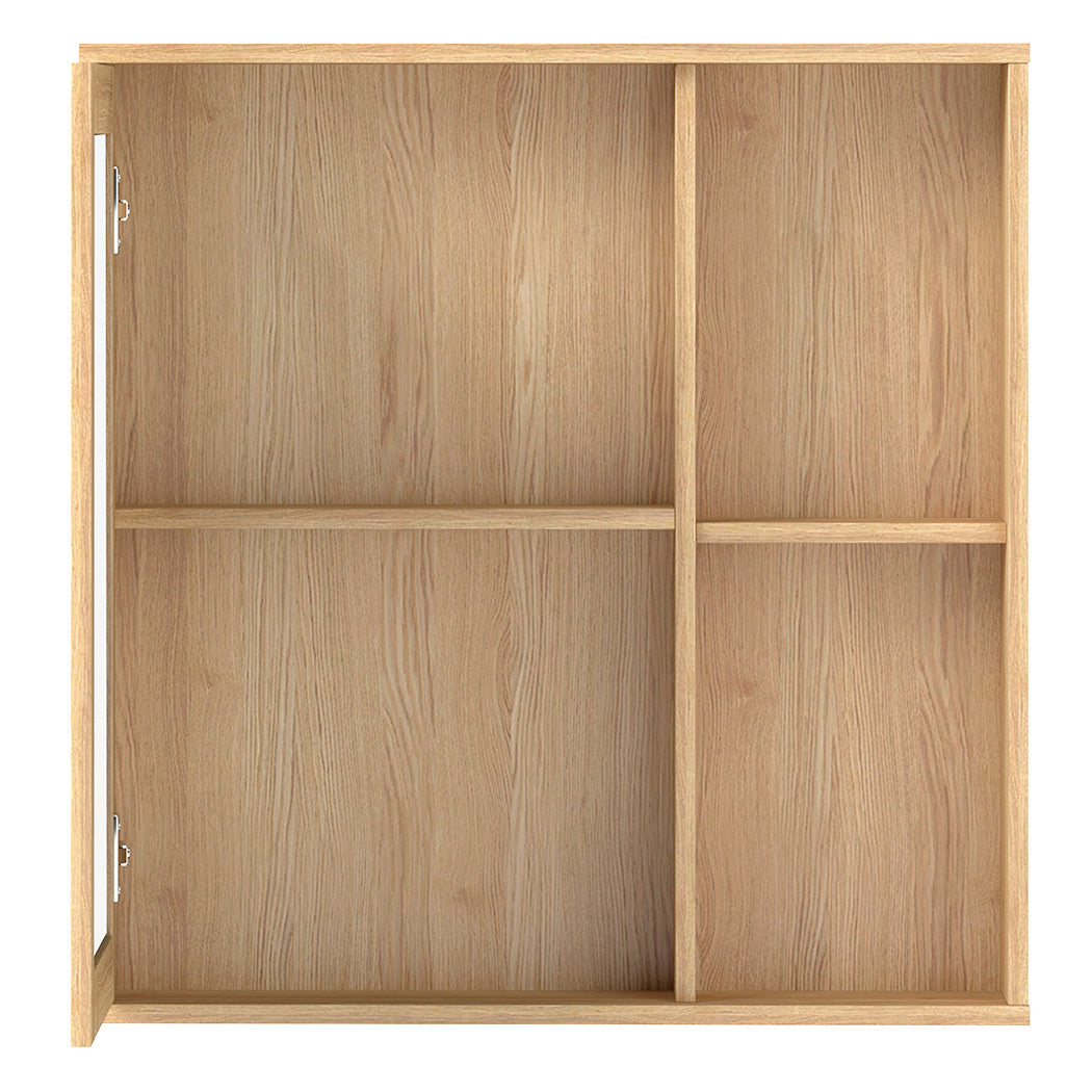 Bathroom Mirror Cabinet Wall Mounted Cupboard With Storage Shelf | Oak