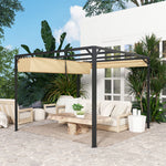 3 X 3(m) Pergola With Retractable Roof & Roller Shade | Khaki