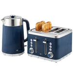 1.7l 3000w Rapid Boil Kettle And 4 Slice Toaster Set | Blue