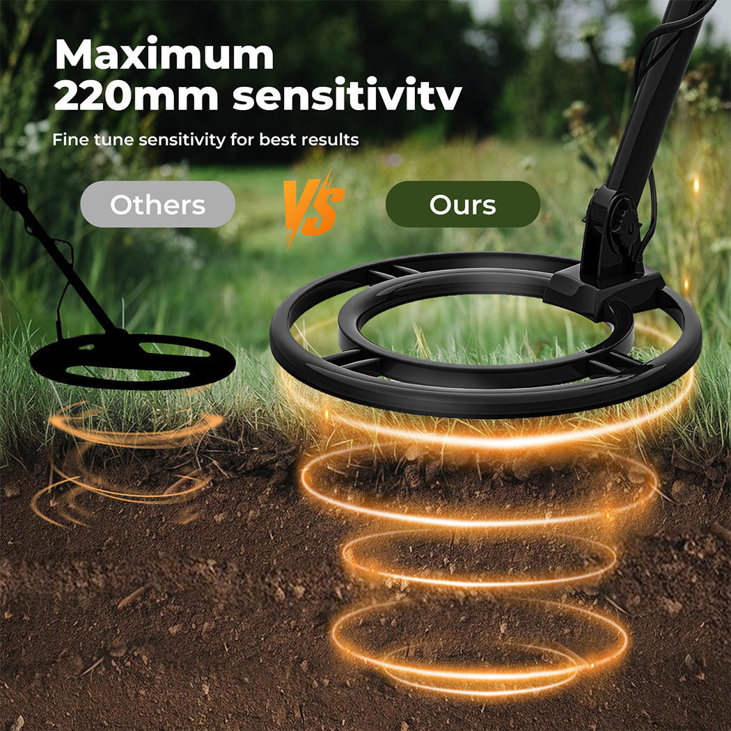 Deep Professional Metal Detector Hunt Treasure Gold Coins Waterproof | Black