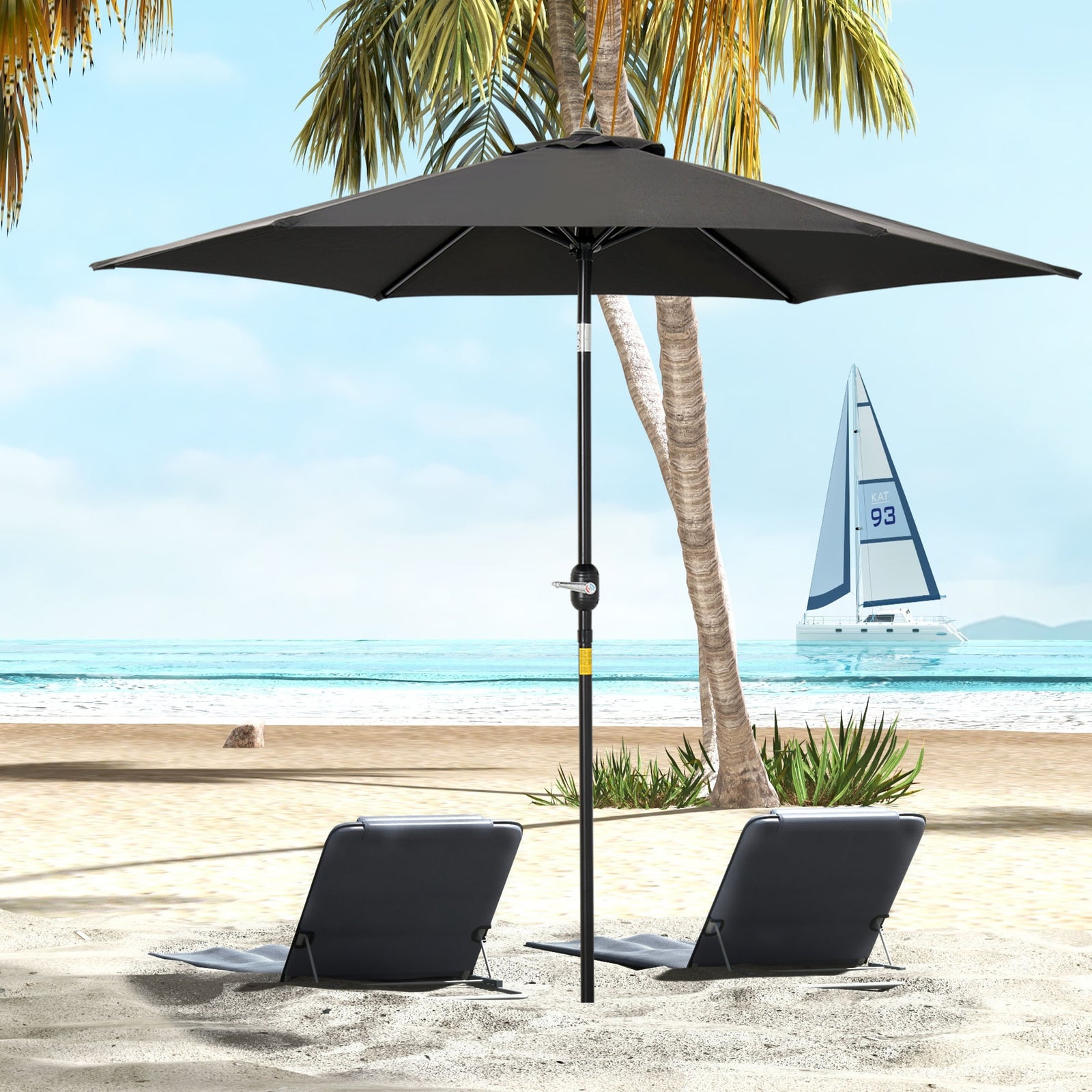 2.6m Patio Umbrella With Tilt Crank | Black