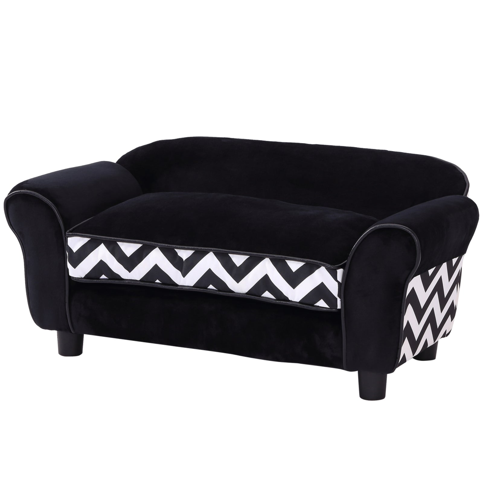 Dog Sofa Cat Couch Bed For Xs Dogs W/ Removable Sponge Cushion | Black