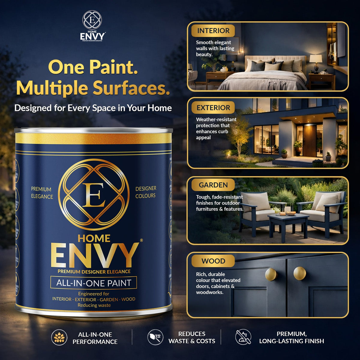 Indoor & Outdoor Multi Surface All-in-one Paint - Satin | 2.5l | All White