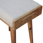 Solid Mango Wood Boucle Cream Tray Style Footstool