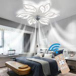 Pointed Petal Ceiling Fan Light 65cm Led With 3-color Dimming, Reversible Silent Dc Motor, 6-speed, Sleep Timer, 2.4g App & Remote Control | White