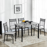 Dining Table Set With Padded Seats, Metal Frame