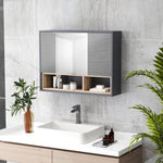 Bathroom Cabinet Wall Mounted Mirror Storage Grey
