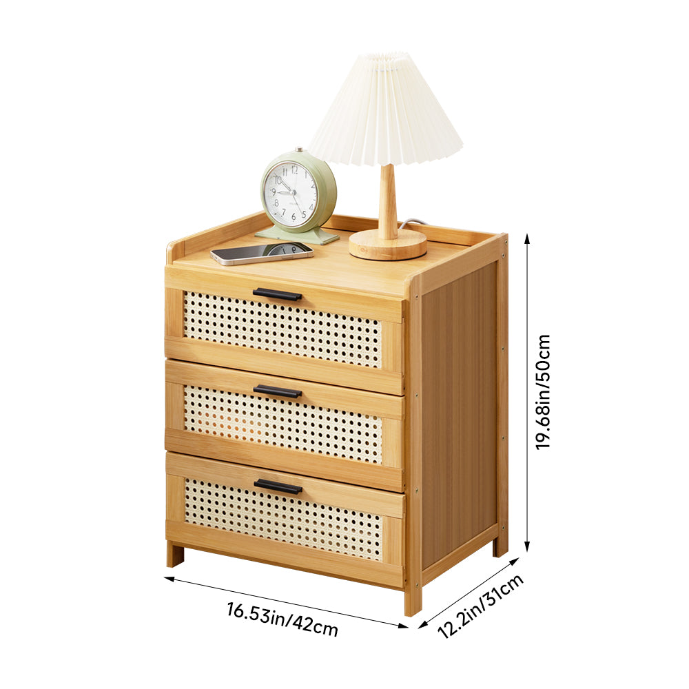 Wooden 3-drawers Nightstand For Bedroom