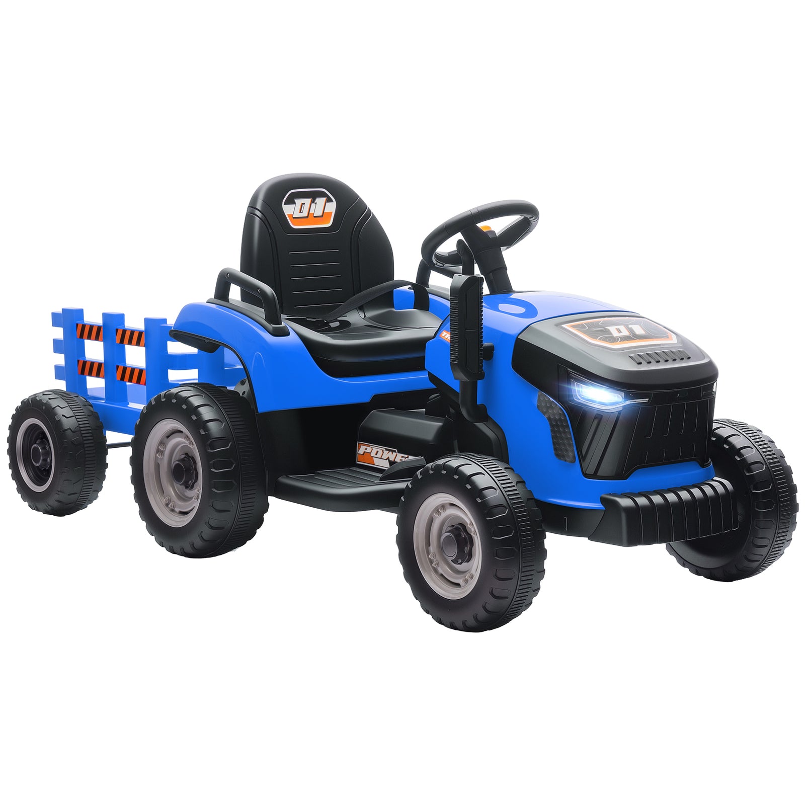 Ride On Tractor And Trailer, 12v Electric Ride On Tractor | Blue