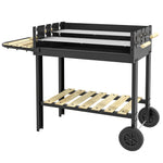 Outsunny Charcoal Bbq Trolley With Double Grill