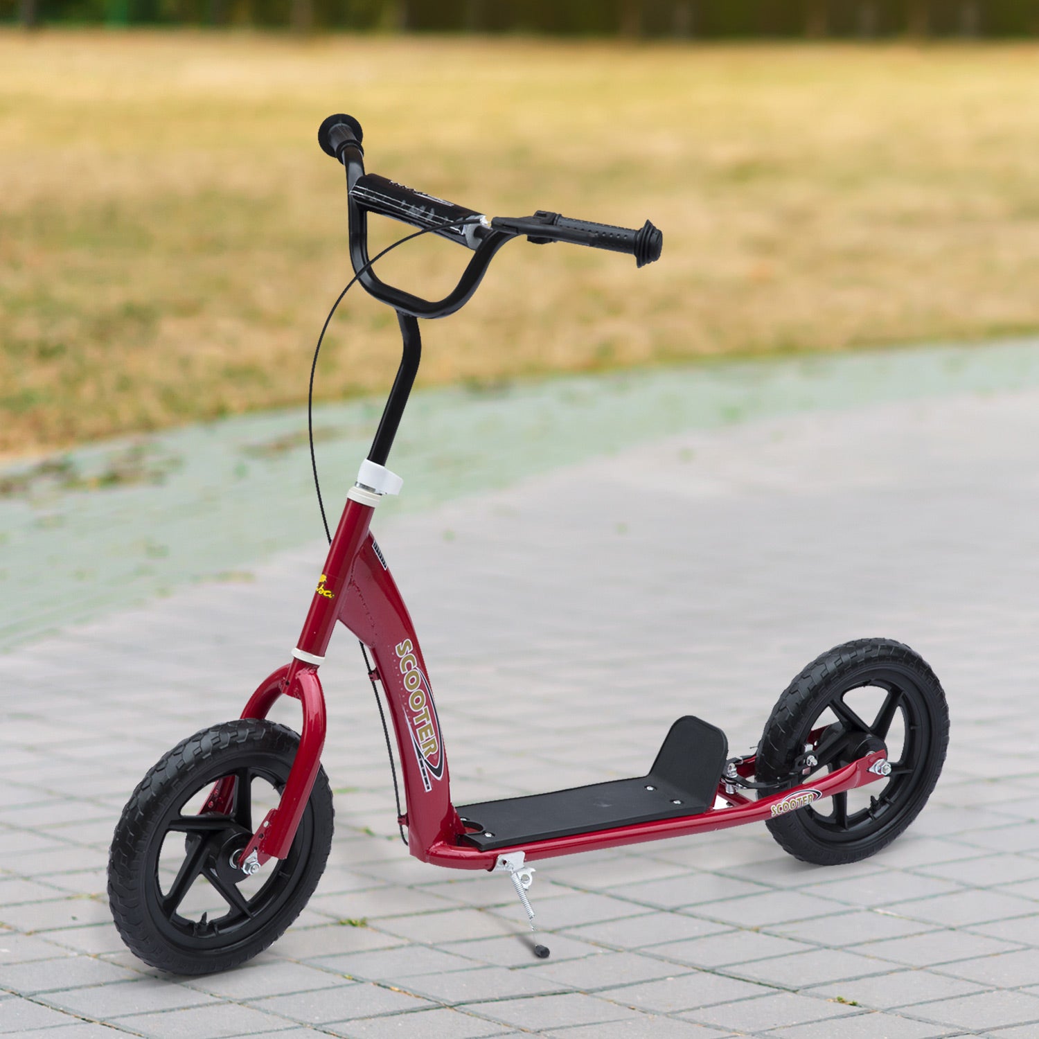 Push Scooter Teen Kids Stunt Bike Ride On With 12" Eva Tyres | Red