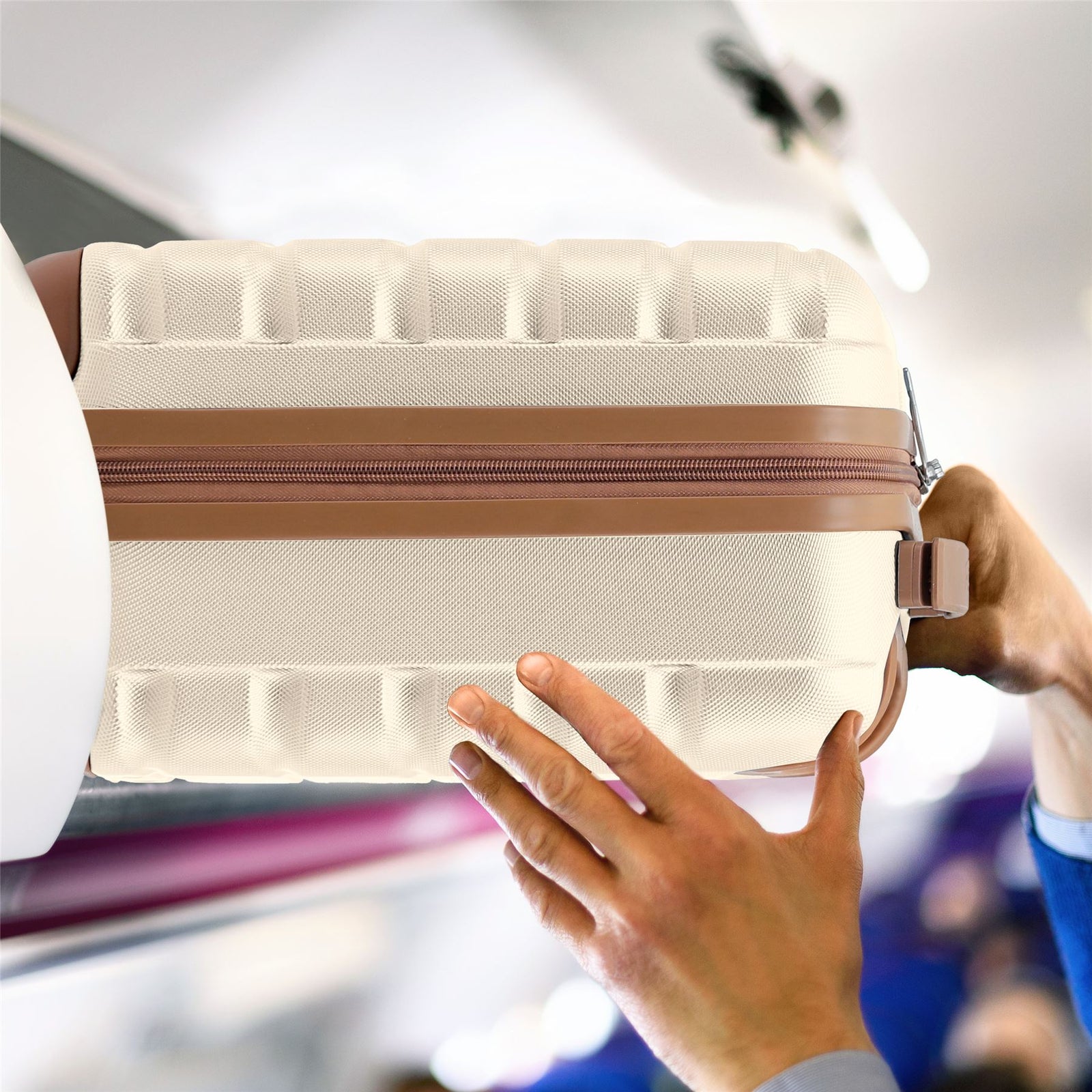 40x20x25cm Cabin Carry-on Suitcase - Lightweight, Durable, 4-wheel Luggage - 100+ Airlines Approved | Cabin | Cream