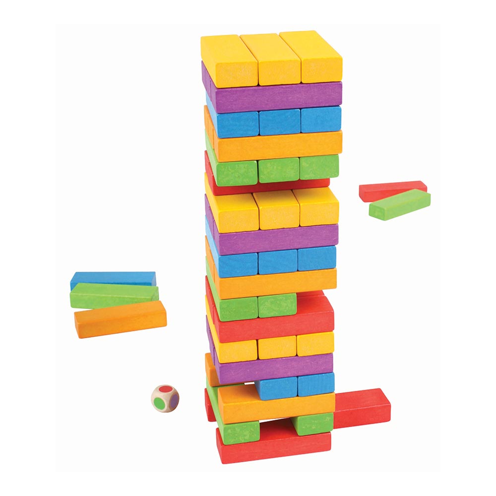Bigjigs Toys Wooden Stacking Tower Game - 54 Pieces