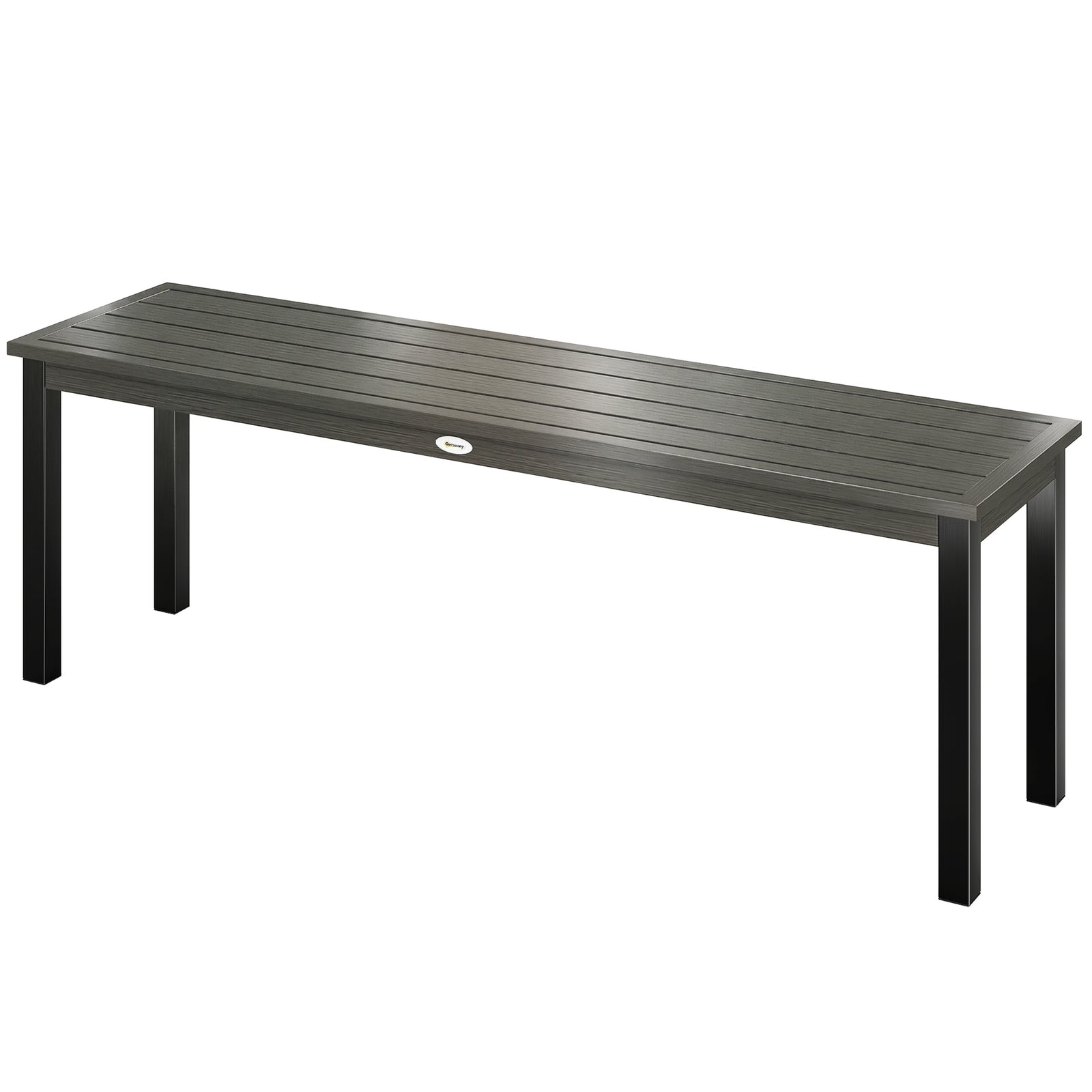 Outsunny Metal Garden Bench Loveseat With Wood-effect Slatted Seat, Grey