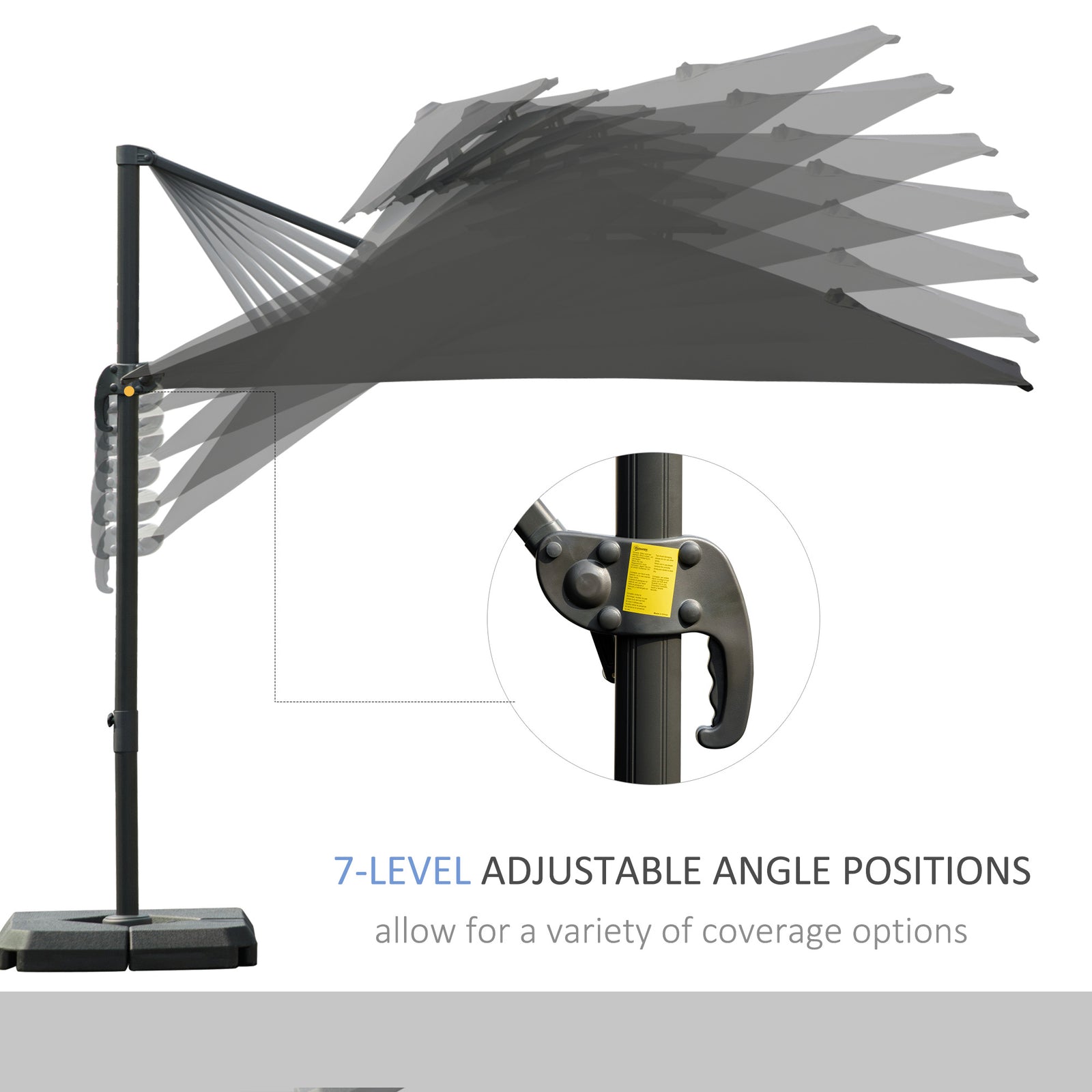2.7x2.7m Cantilever Parasol W/ Base & Cover | Dark Grey