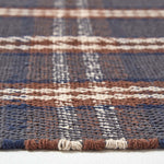 Wilson Handwoven Blue, Yellow And Brown Tartan 100% Cotton Rug | 200cm | Grey