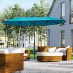 4.6m Double-sided Sun Umbrella W/ Base | Sky Blue