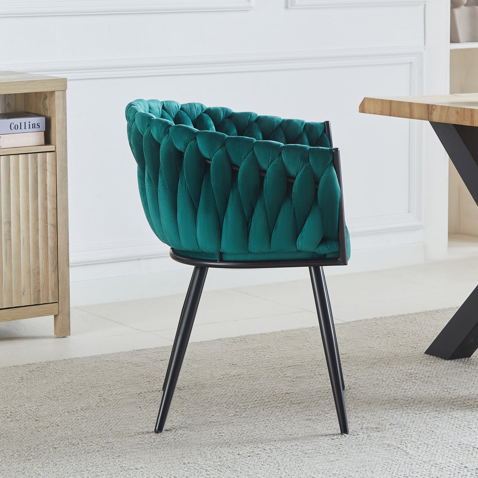 Set Of 2 Baiano Fabric Dining Chairs | Green