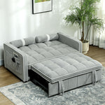 2 Seater Pull Out Sofa Bed With Adjustable Backrest, Light Grey | One Size