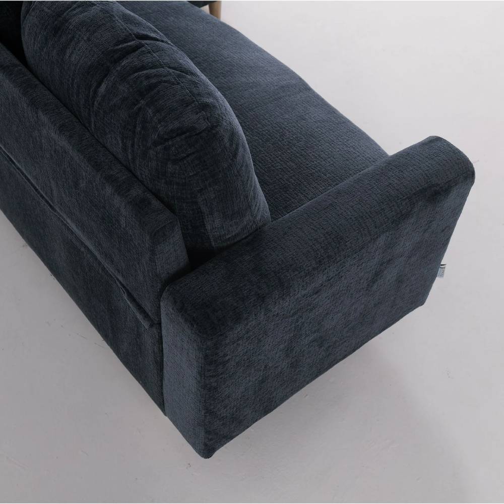 L-shaped Sofa And Chaise Lounge Set With Wooden Legs | Blue