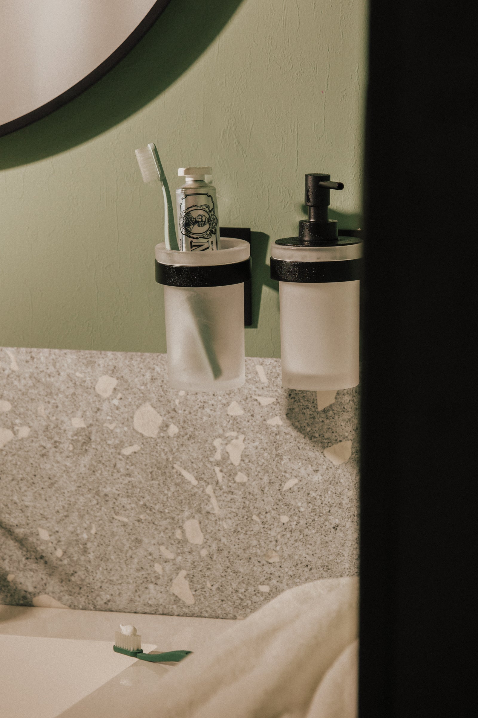 Wall-mounted Toothbrush Holder, Self-adhesive, Black, Stick Collection