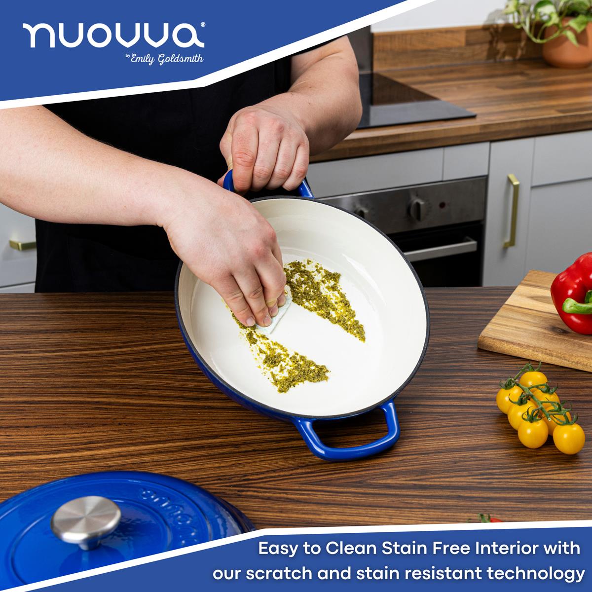 Shallow Cast Iron Casserole With Lid - 2.3-quart (26 Cm) | Dark Blue